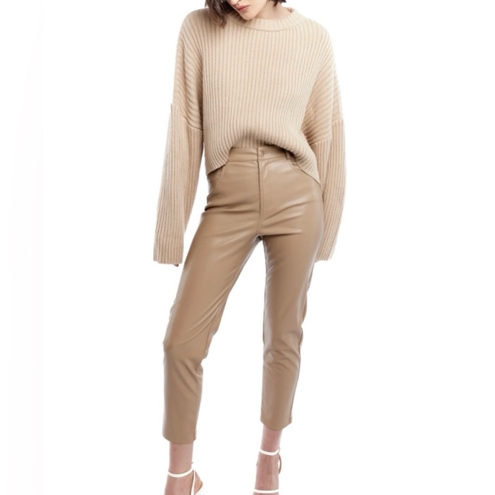 NWT MSRP‎ $160 LBLC The Label Taupe Vegan Leather "Robin" Trousers Size Small